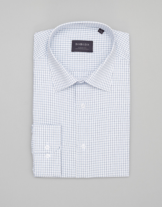 Koszula w kratkę matera 00455 długi rękaw błękit classic fit