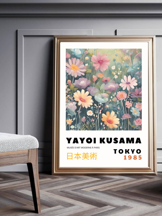 PLAKAT dekoracyjny , Yayoi Kusama, wystawowy, kwiaty