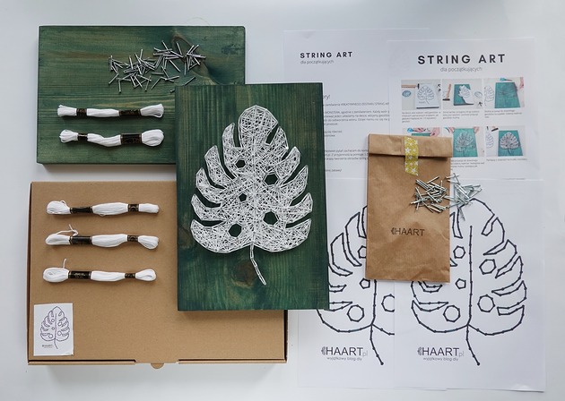BOX DIY String art MONSTERA kreatywny zestaw zrób to sam
