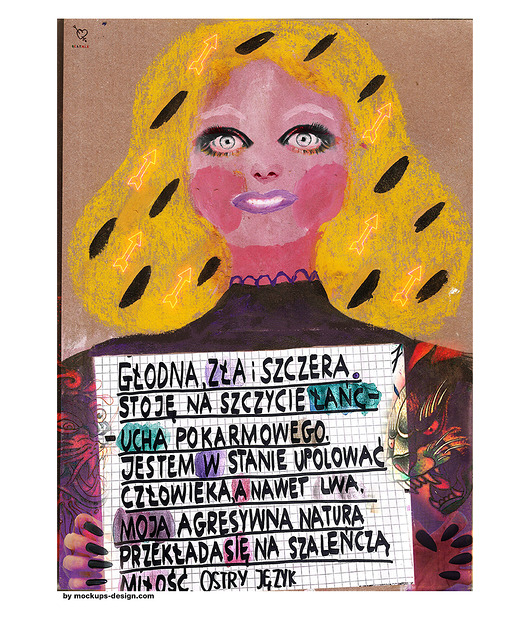 Plakat feministyczny miłosny głodna zła szczera LEW girl power kobieta