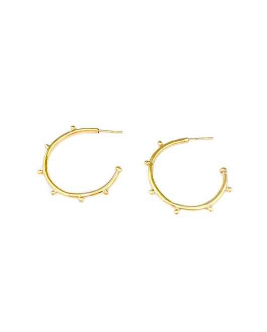 Kolczyki pozłacane Otwarte koła z kuleczkami