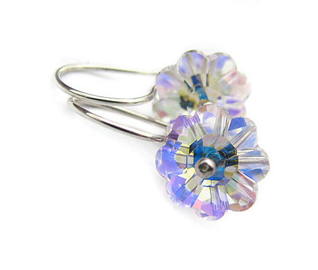 Kolczyki - Kryształy Swarovski- Lobelia nova