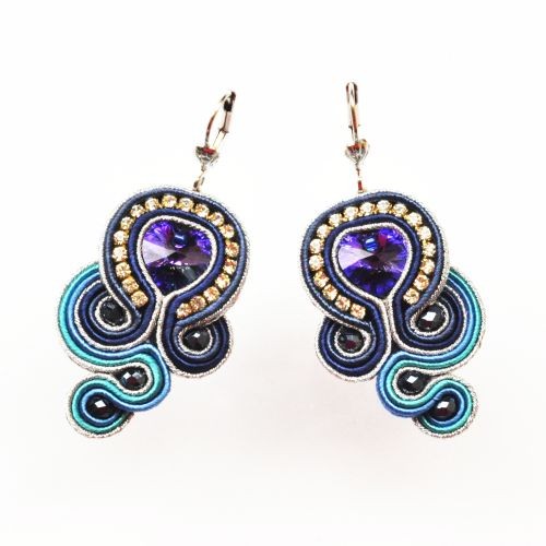 Sutaszowe kolczyki NAVY HEARTS