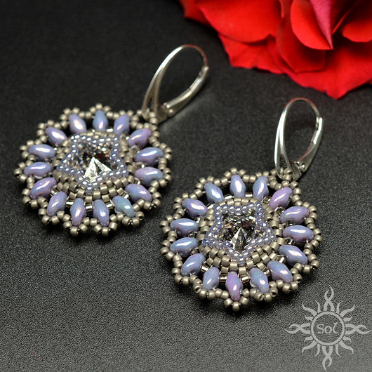 Forn, kolczyki z kryształami Swarovskiego, beading