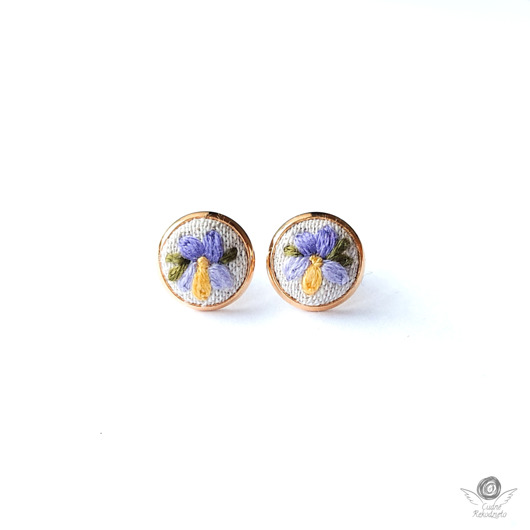 Wiosenne kolczyki kwiaty FIOŁKI bratki wkrętki sztyfty