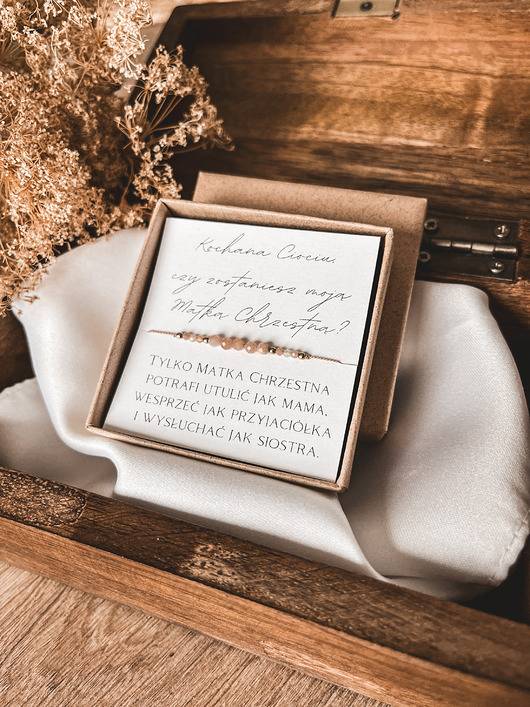 Bransoletka dla Matki Chrzestnej prezent dla Chrzestnej kamień słoneczny