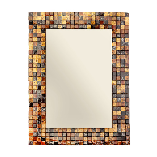 Lustro prostokątne, rdzawe, mozaika ścienna, efekt potłuczonego szkła, eko