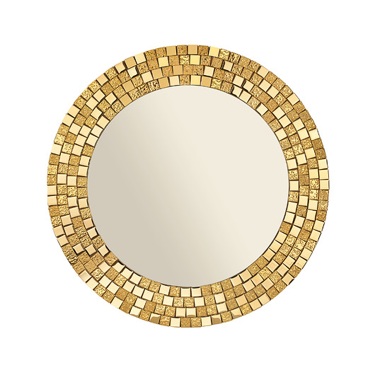 Lustro okrągłe złote, ścienne, lustro mozaikowe złota rama, lustro glamour