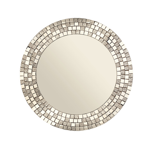Okrągłe srebrne lustro, srebrne lustro glamour, na ścianę, lustro mozaika