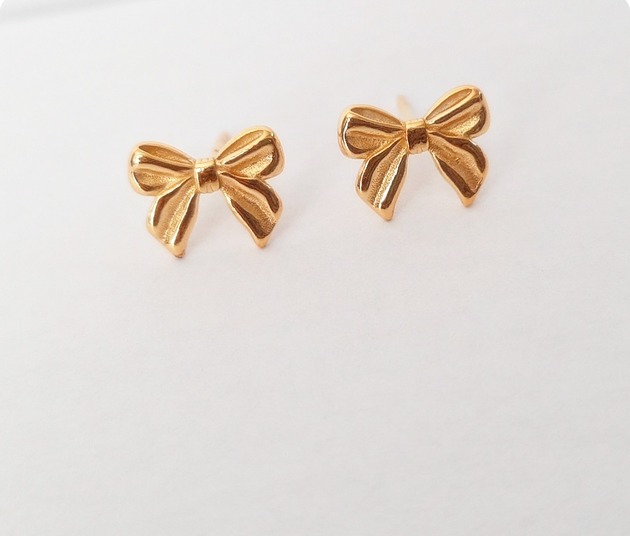Kolczyki pozłacane Śliczne kokardki
