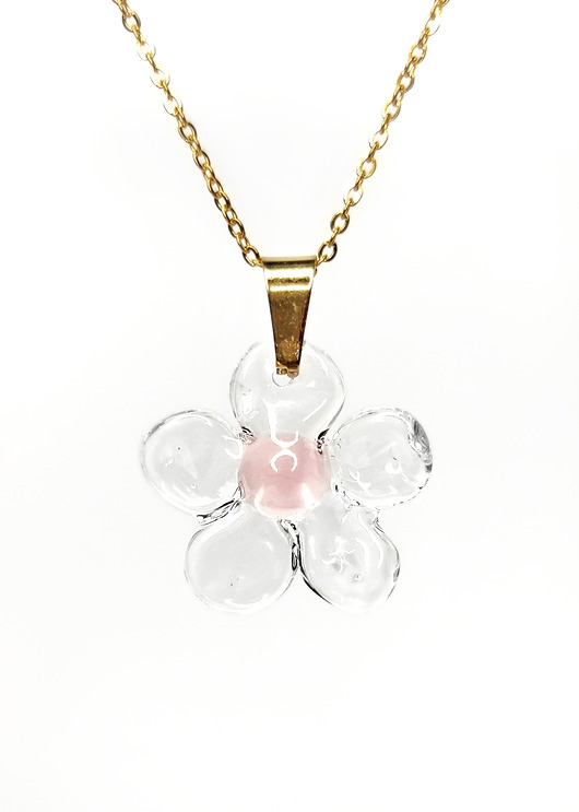 Naszyjnik różowy kwiat ze szkła Sweets