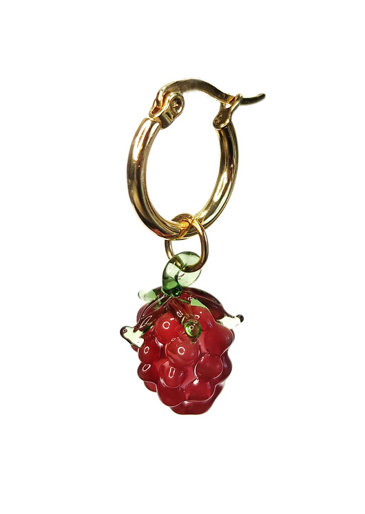 Mały kolczyk - czerwona szklana malina Sweets
