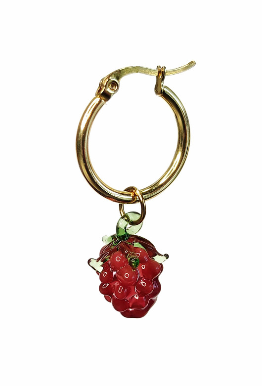 Duży kolczyk - czerwona szklana malina Sweets