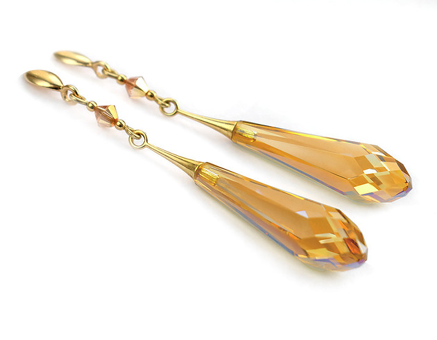 Pozłacane kolczyki Grace- Metallic Gold- Kryształ Swarovskiego