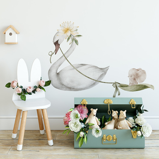 Naklejka Jezioro Łabędzie - myszka na liściu