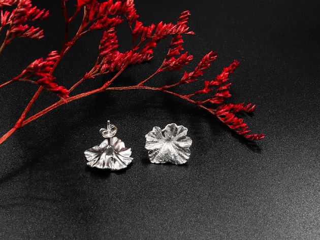 Srebrne kolczyki Pelargonia N7