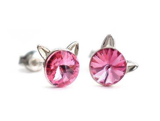Kolczyki - kryształy Swarovski -kotki Rose