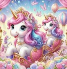 Diamentowa mozaika obraz na ramie Jednorożce w karetach 23x30 cm