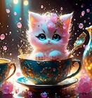 Diamentowa mozaika obraz na ramie Kot w filiżance 23x30 cm