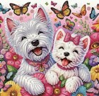 Diamentowa mozaika obraz na ramie Pieski i motyle 23x30 cm