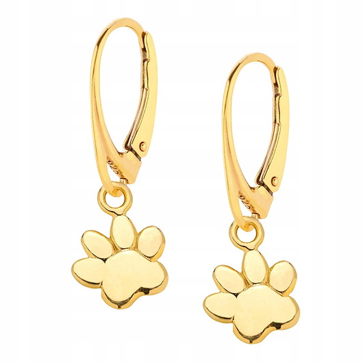 Kolczyki pozłacane z psią łapką
