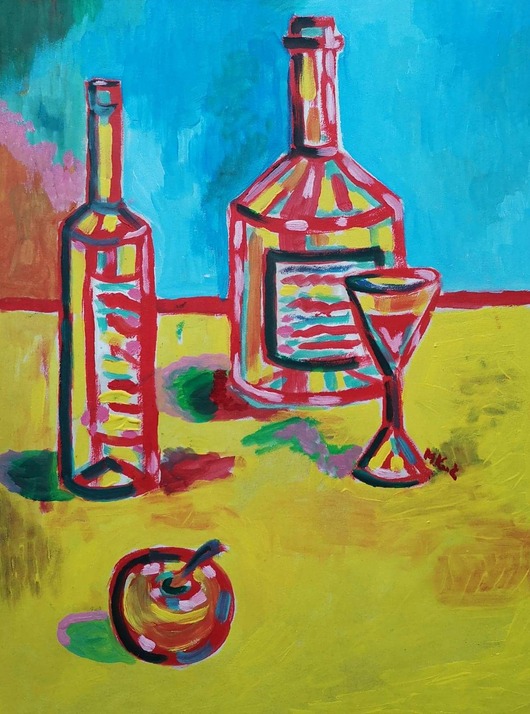 Obraz ręcznie malowany do salonu martwa natura