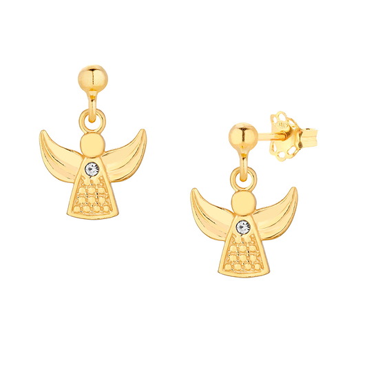 Złote kolczyki z aniołkiem