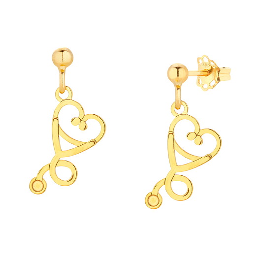 Złote kolczyki stetoskop