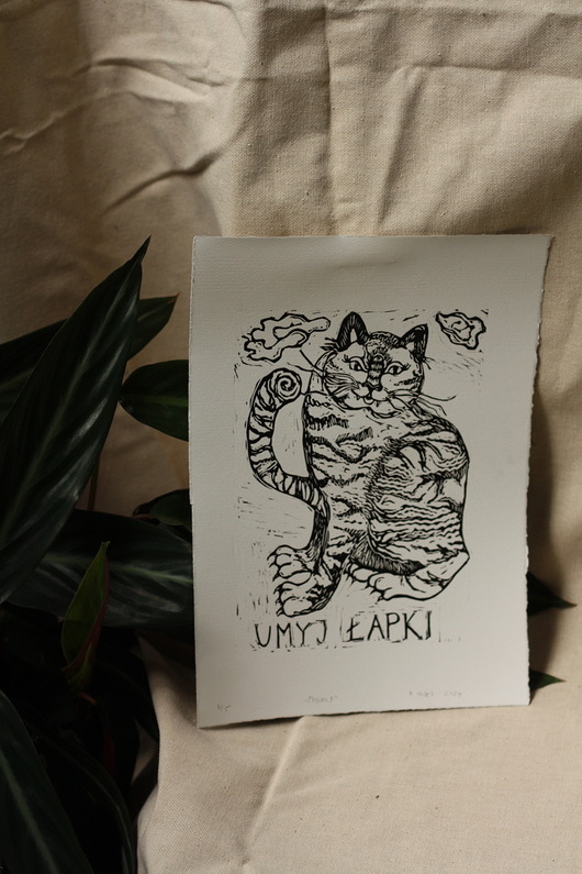 Grafika tygrys linoryt / grafika na ścianę