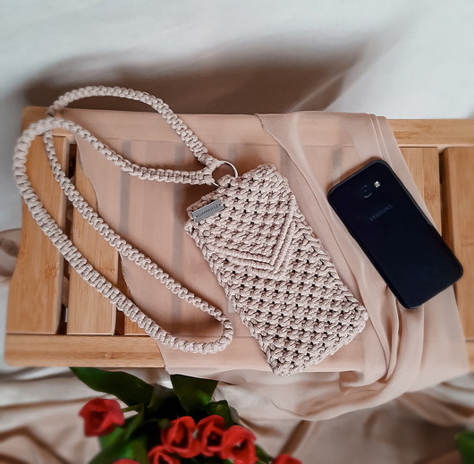 Etui na telefon, torebka case - beż