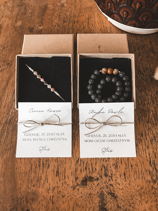 Komplet bransoletek prezent dla Rodziców Chrzestnych Blossom i Rocky