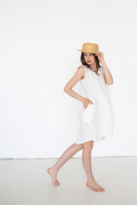 Sukienka lniana , len polski