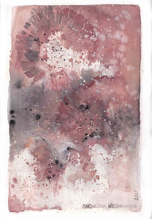 Plakat Abstrakcyjny pejzaż z kwiatem