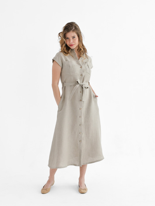 Lniana Sukienka MARIGOLD natural linen