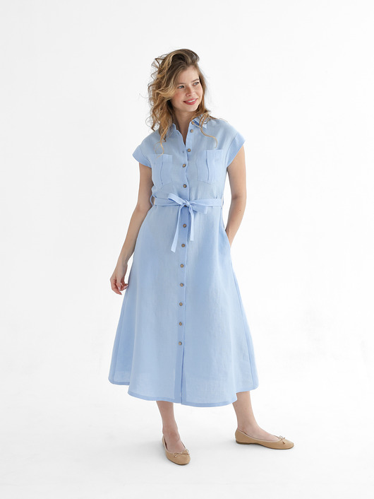 Lniana Sukienka MARIGOLD blue sky