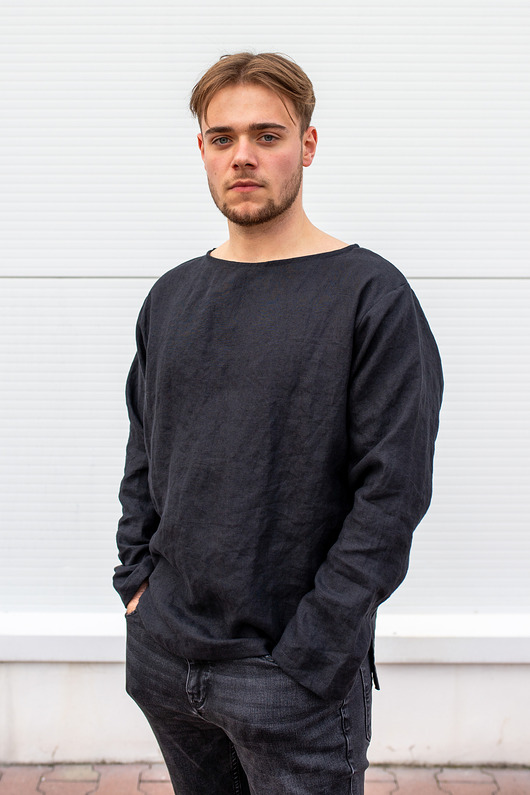 Koszula lniana czarna męska