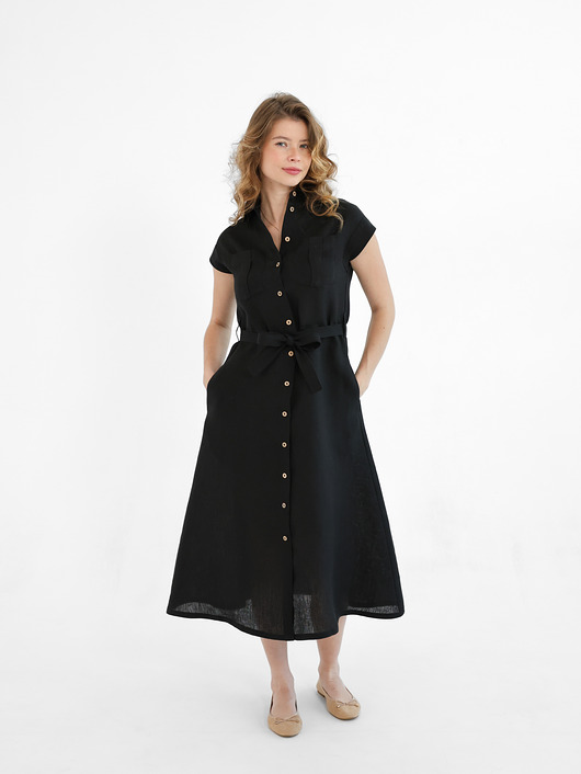 Lniana Sukienka MARIGOLD deep black