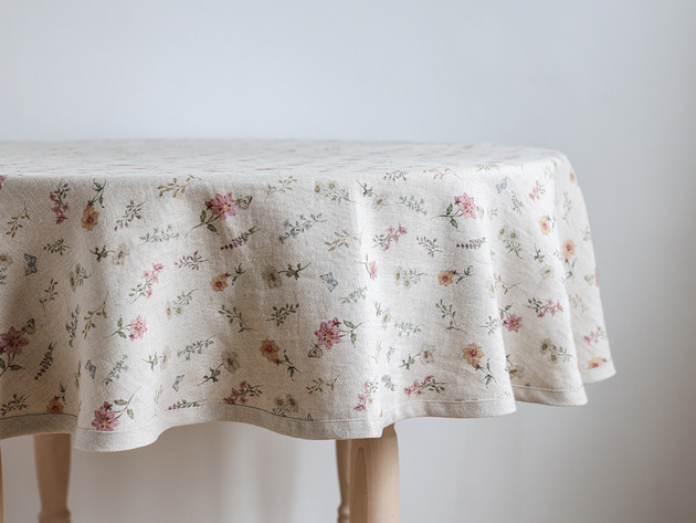 Obrus okrągły heavy linen WILD FLOWERS