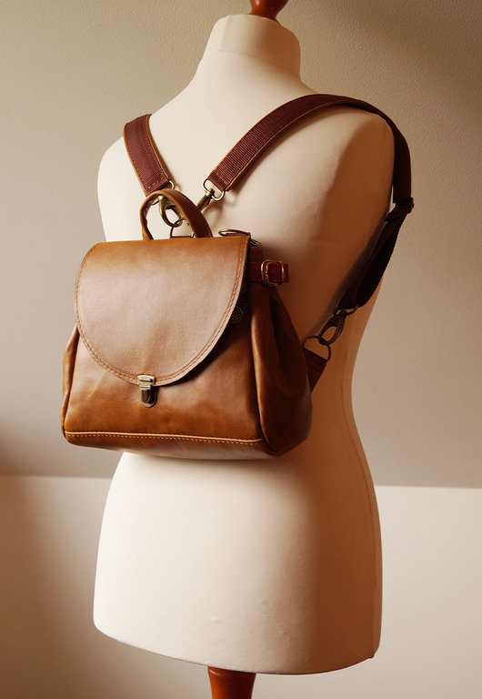 BALBINA Plecak Kuferek Skóra Naturalna KARMEL KONIAK