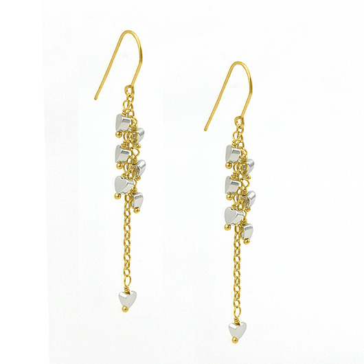 Kolczyki gronka z pozłacanego srebra z serduszkami z hematytów