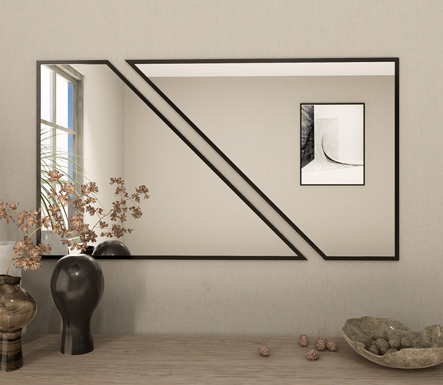 Lustro ścienne loftowe 50x90cm - czarna rama