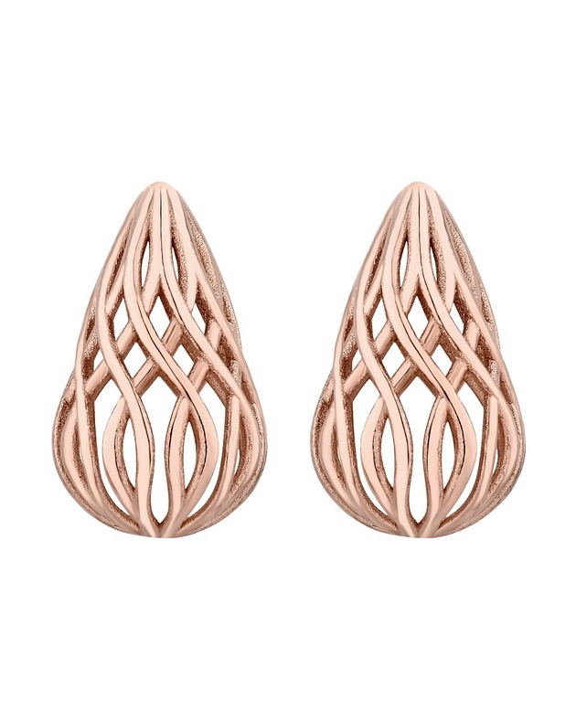 Kolczyki ażurowe krople z różowego złota