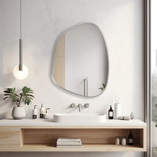 Lustro ścienne asymetryczne 55x75 cm w biała ramie