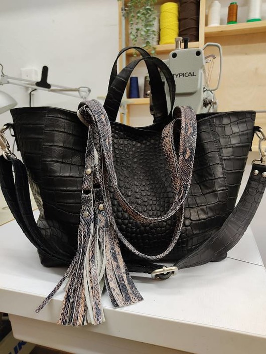 Torebka shopper skórzana czarna - Jane