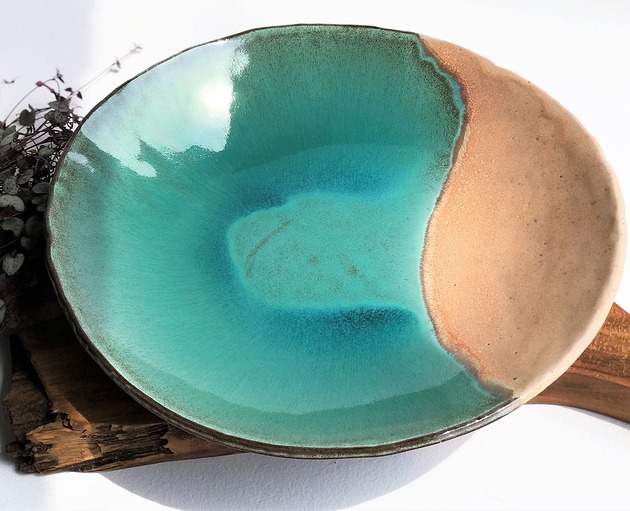 Duża patera ceramiczna ręcznie robiona - Rajska Plaża