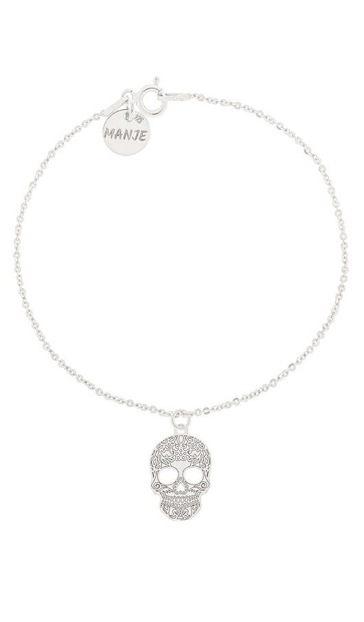 Srebrna bransoletka z grawerowaną czaszką