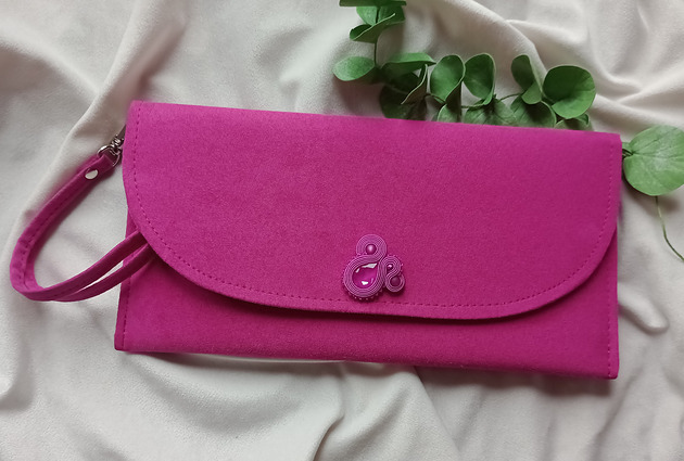 Fuksja torebka, kopertówka mocny róż do ręki