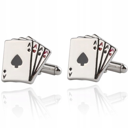Spinki do mankietów koszuli karty asy poker