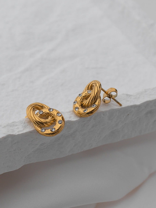 Wiszące kolczyki bajgle ze stali chirurgicznej pozłacane 18k Paraiso Mona