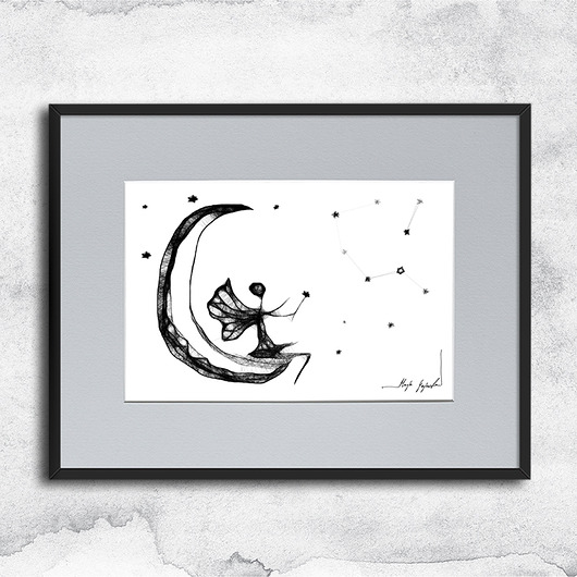 Autorska grafika w oprawie - nr 116 - wróżka